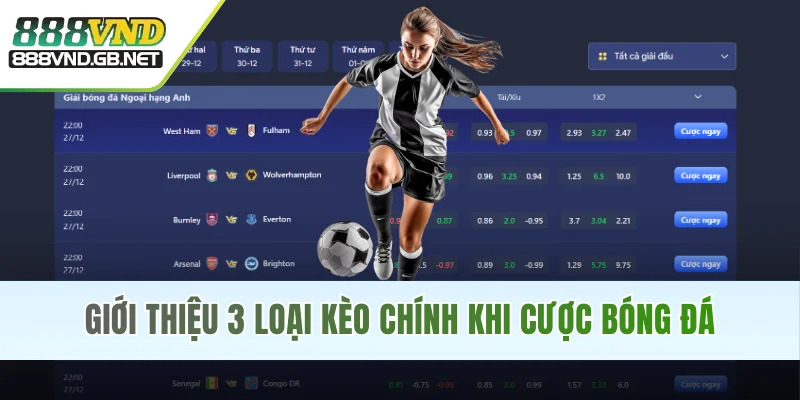 Giới thiệu 3 loại kèo chính khi cược bóng đá